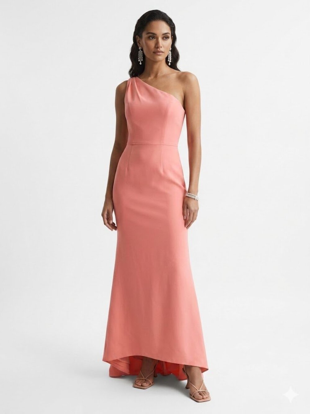 NWT Mac Duggal One Shoulder High-Low Gown - Size 4 - Coral Pink Prom Wedding